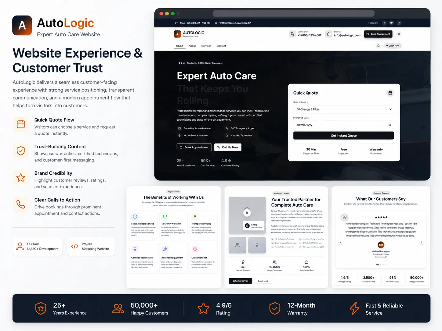 AutoLogic online service booking flow for customers