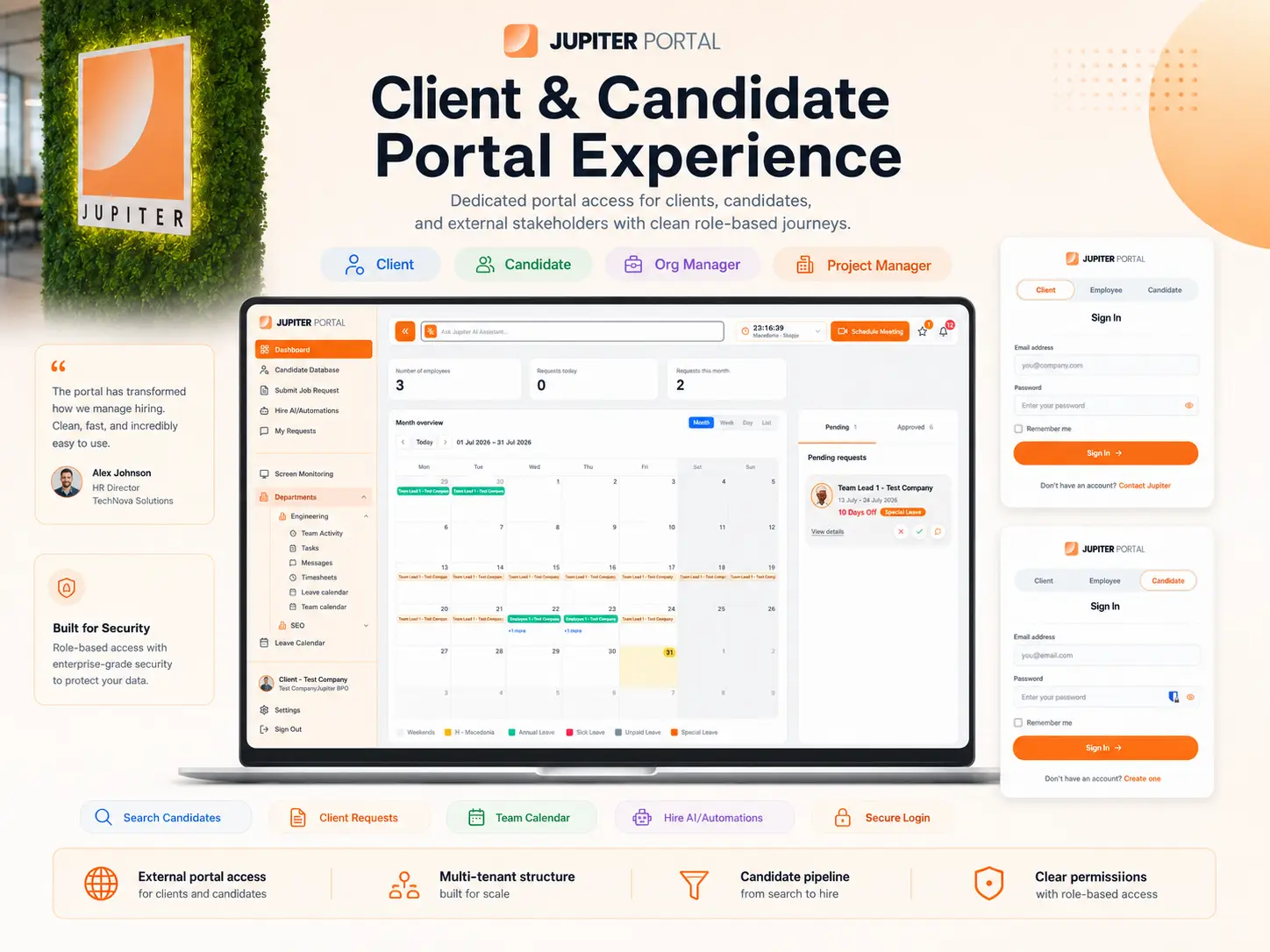 Jupiter Portal payslip and invoice PDF export screens