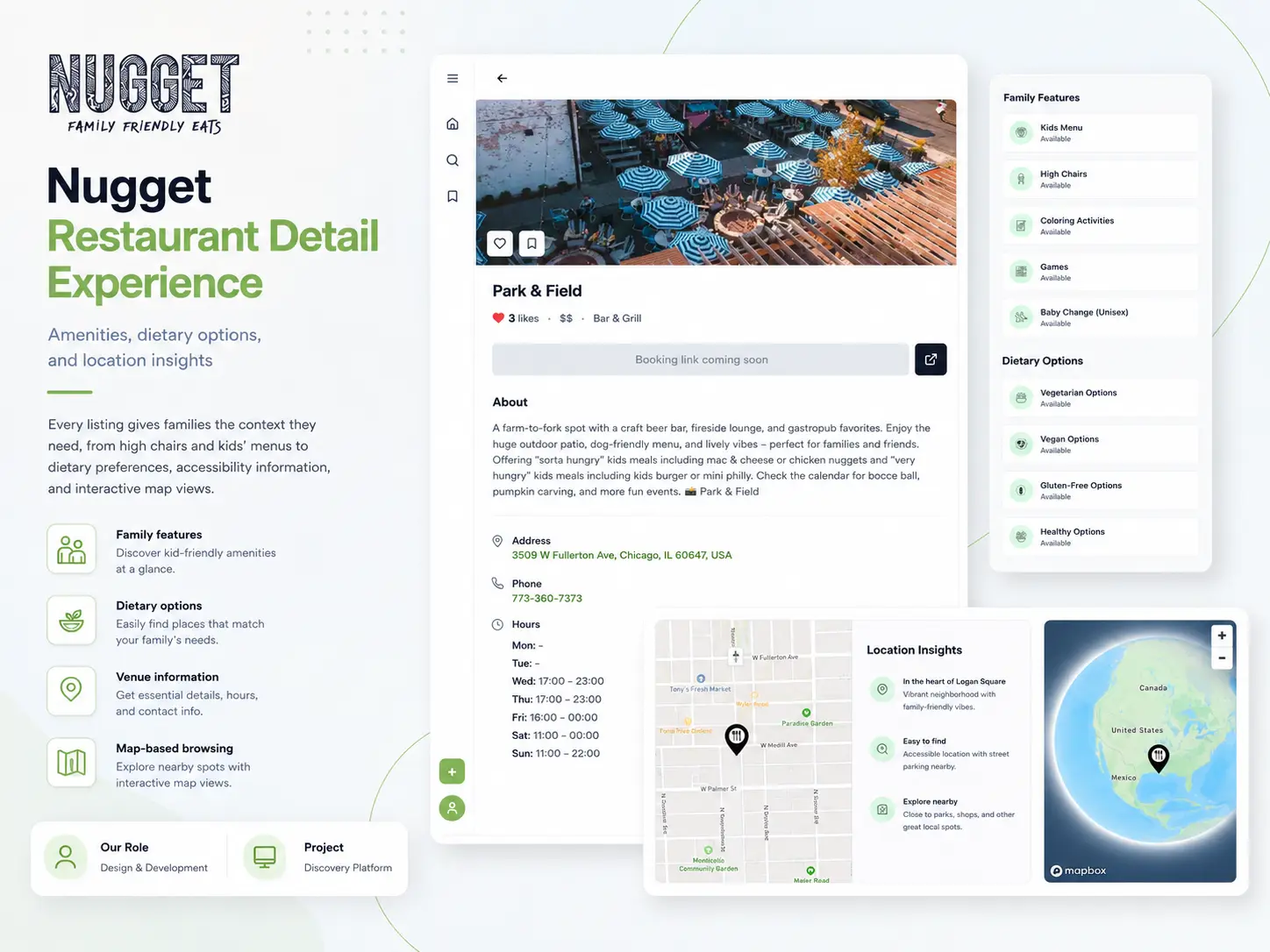 Nugget amenity filters and curated restaurant listing cards