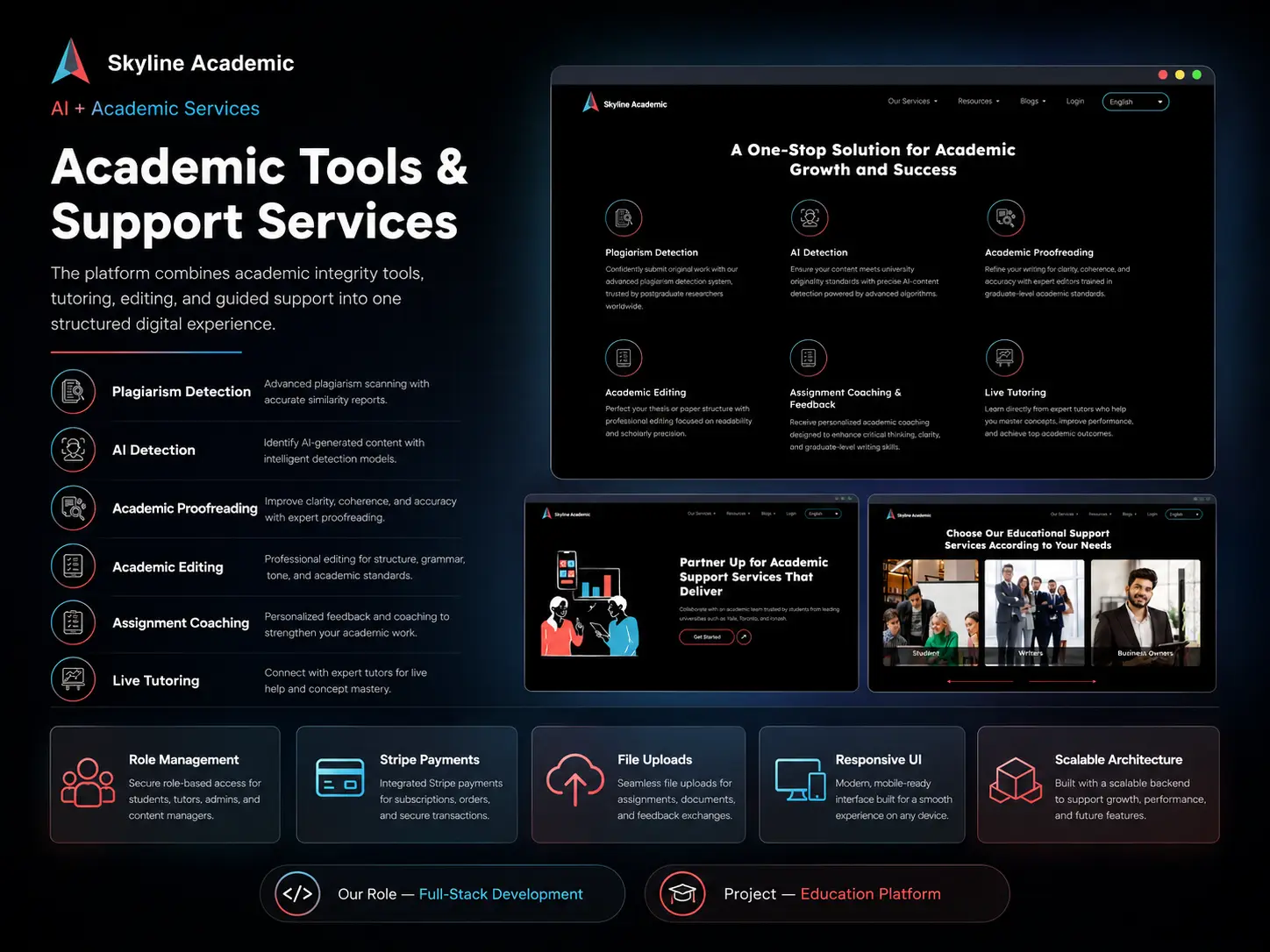 Skyline Academics student learning dashboard with course progress