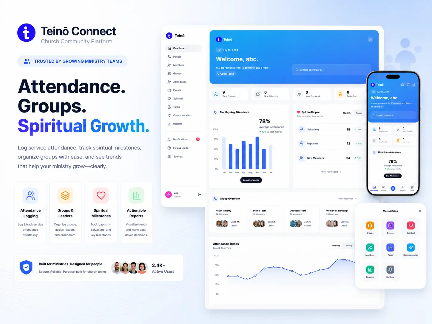 TeinoConnect attendance logging for services and events